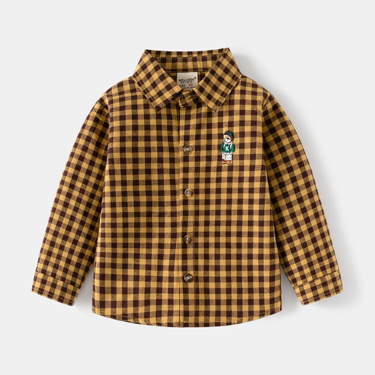 IYEAL Spring Autumn Long Sleeve Boy's Plaid Shirts Casual Classic Turn-down Collar Tops With Pocket for Children Kids Clothes