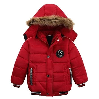 New Keep Warm Baby Coat Autumn Winter Boys Jacket Hooded Zipper Fashion Fur Collar Boys Outerwear 2 3 4 5 6 Years Kids Clothes