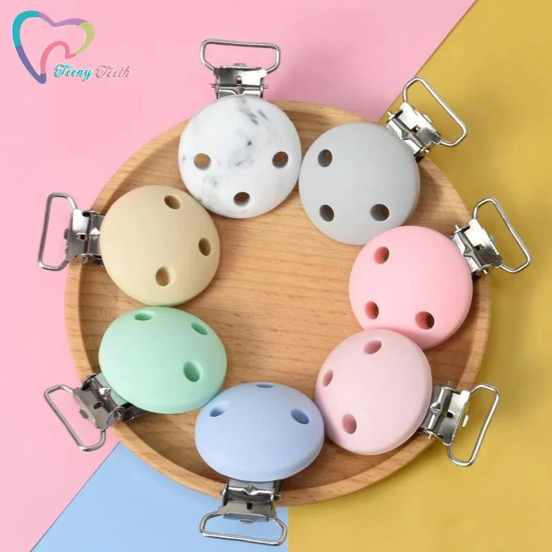 10 PCS Long Tail Round Shaped Silicone Nipple Holder Pacifier Clips Baby Teething Toys BPA Free DIY Pacifier Chain Accessories