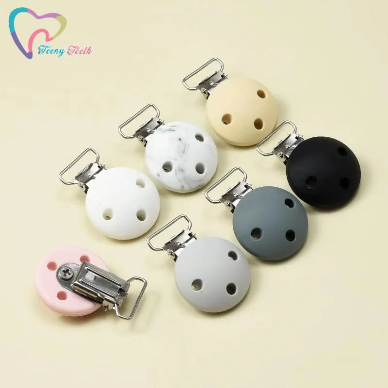 10 PCS Long Tail Round Shaped Silicone Nipple Holder Pacifier Clips Baby Teething Toys BPA Free DIY Pacifier Chain Accessories