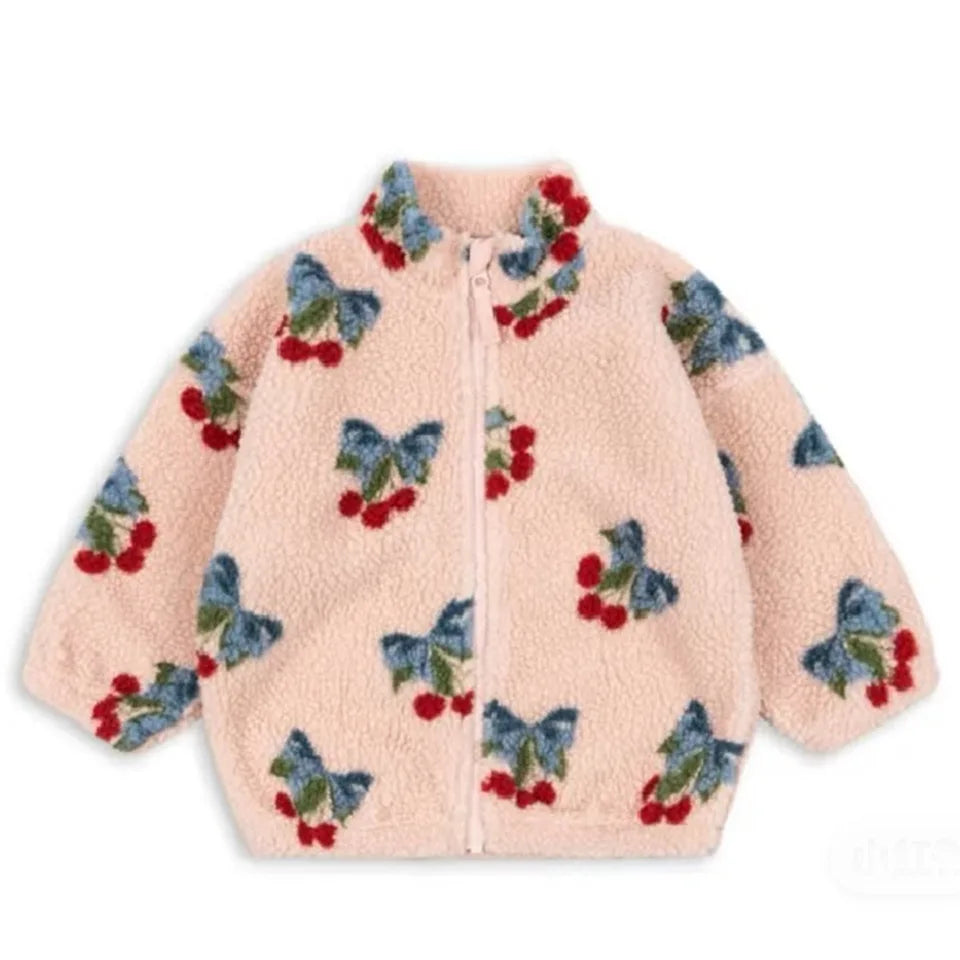2026 KS Winter Baby Boys Lambswool Cherry Jackets Autumn Kids Clothes Girls Cartoon Outerwear Warm Jackets Children's Coats 1-9Y