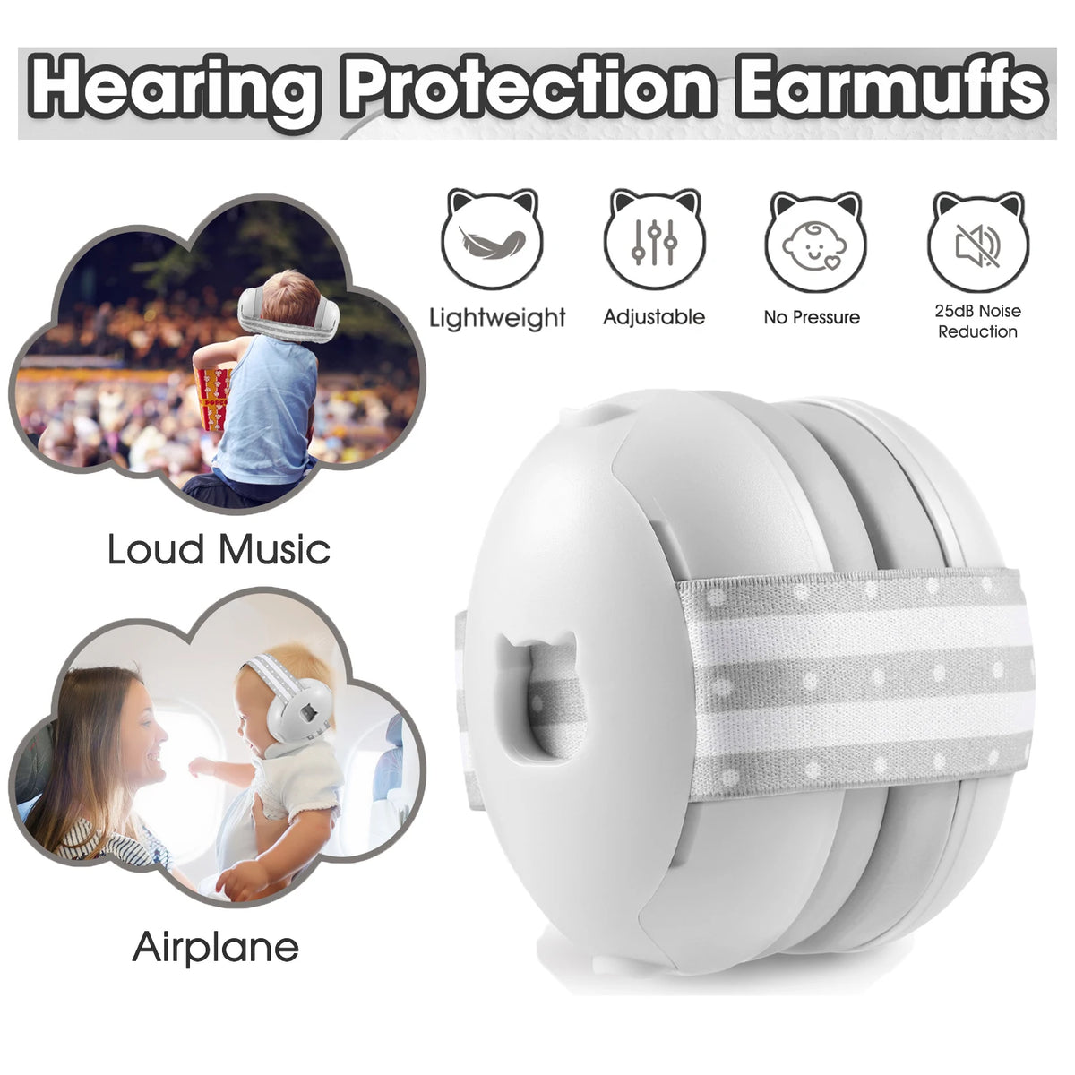 Baby Noise Cancelling Headphones Ear Protection Earmuffs for Infants with Elastic Headband Airplane Travel Baby Accessories New