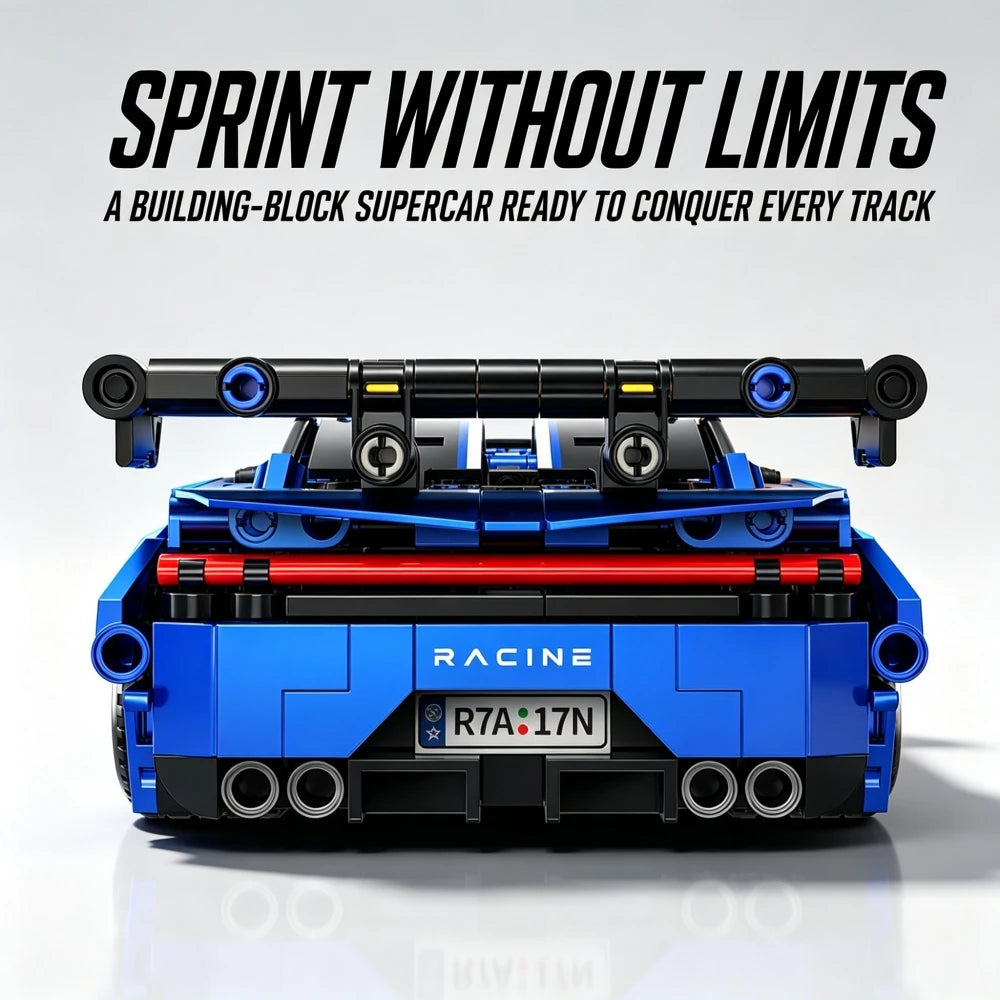 KAVOWORLD Blue High Detail Sports Super Car Building Blocks 1:18 Scale Race Car Model Kit Metallic Plated Collectible Supercar STEM Hobby Assembly Toy for Teens Ideal Halloween Thanksgiving Christmas New Year Birthday Gift Ho