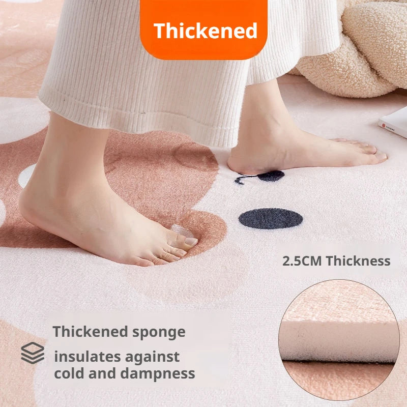2.5CM Thick Cartoon Round Kids Rug Non-Slip Play Mat Soft Foam Carpet for Children's Bedroom Nursery Playroom Floor Decor