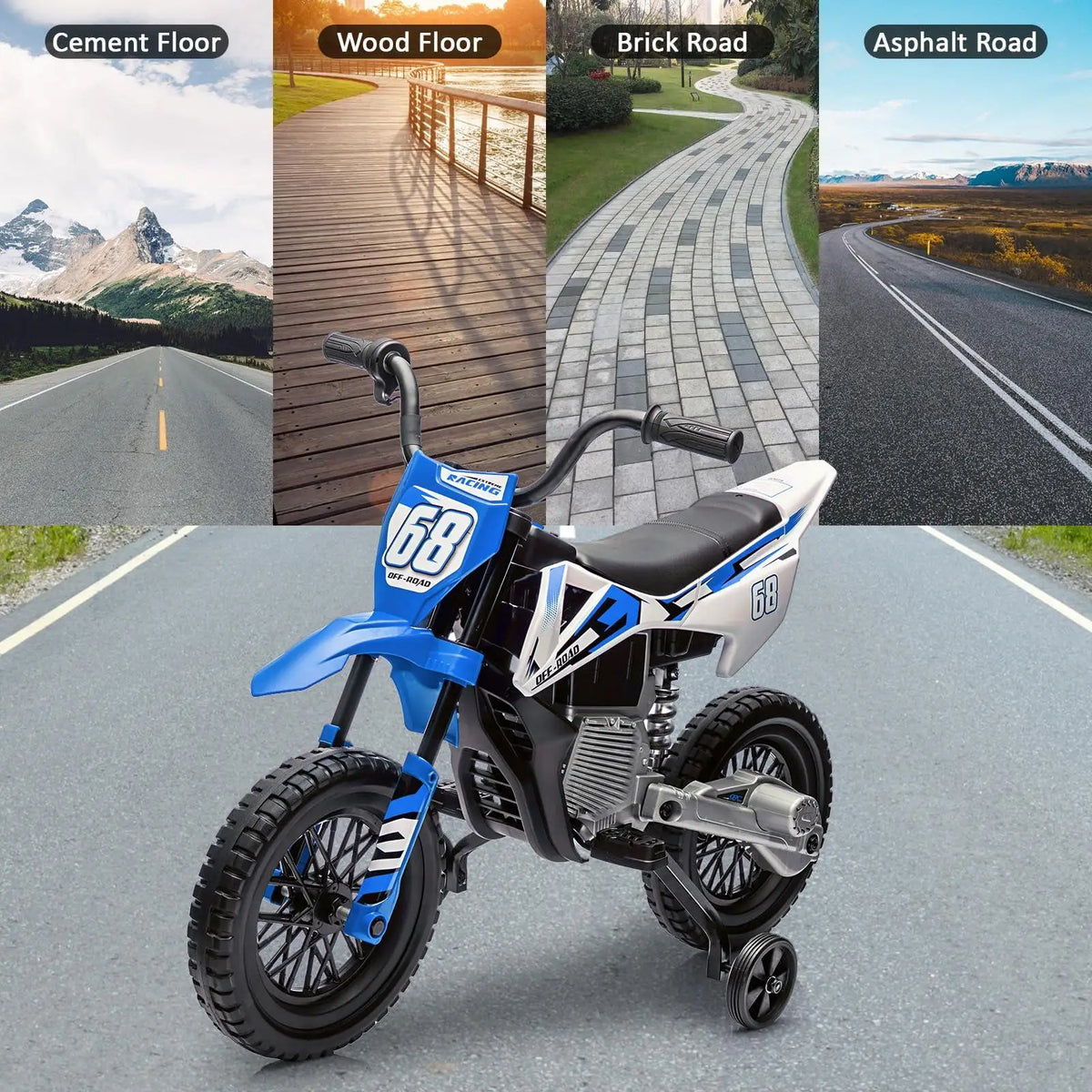 12V Kids Electric Dirt Bike - Ride-On Motorcycle Toy with Training Wheels, Twist Grip Throttle, Dual 25W Motors, Spring Suspension, wireless Music, Safe Outdoor Electric Bike for Boys & Girls Ages 3+ (Pink/Blue/Red)
