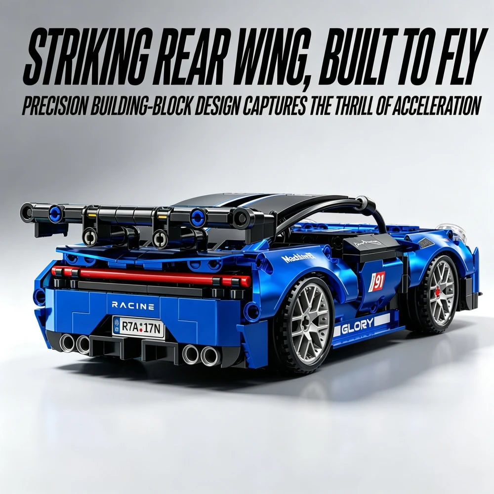 KAVOWORLD Blue High Detail Sports Super Car Building Blocks 1:18 Scale Race Car Model Kit Metallic Plated Collectible Supercar STEM Hobby Assembly Toy for Teens Ideal Halloween Thanksgiving Christmas New Year Birthday Gift Ho