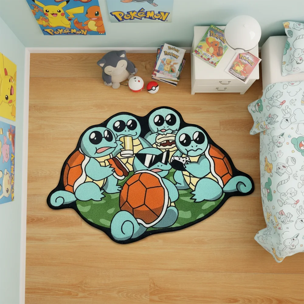 Cute Anime Pokemon Squirtle Rug Floor Mat Kids Room Decor Non-Slip Carpet,Pet/Game Mat,Soft Decorative Blanket