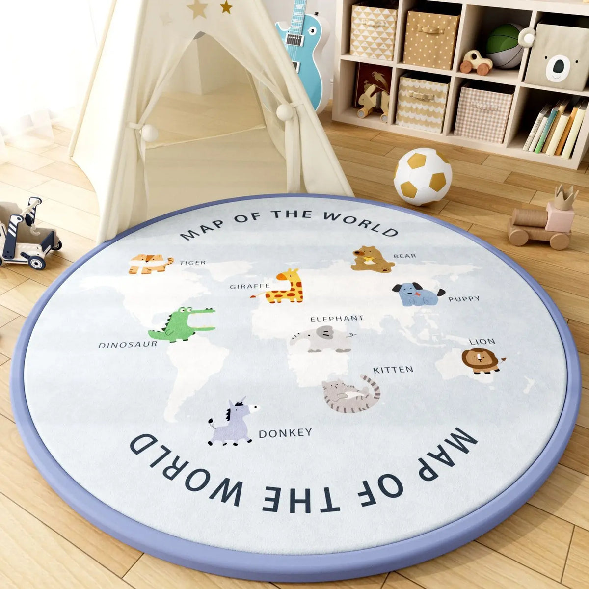 2.5CM Thick Cartoon Round Kids Rug Non-Slip Play Mat Soft Foam Carpet for Children's Bedroom Nursery Playroom Floor Decor