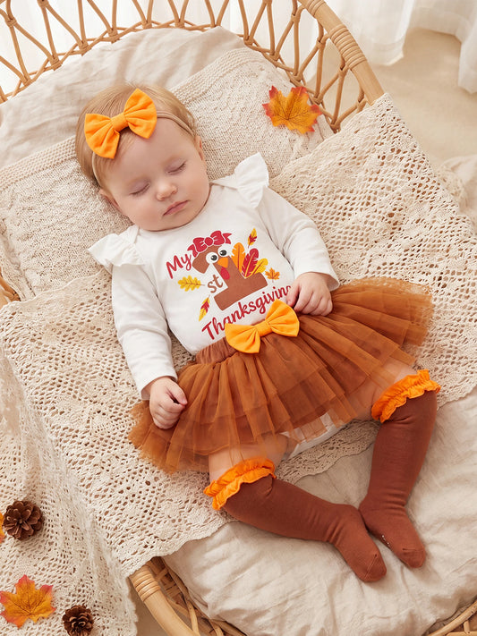 Skirt Headband Stockings Baby Clothes Thanksgiving Clothes Letters Clothes Letters Headband Baby Girl Thanksgiving