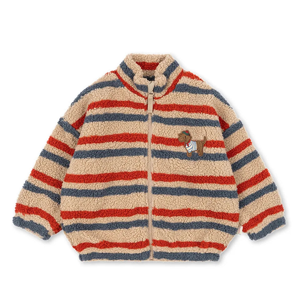 2026 KS Winter Baby Boys Lambswool Cherry Jackets Autumn Kids Clothes Girls Cartoon Outerwear Warm Jackets Children's Coats 1-9Y