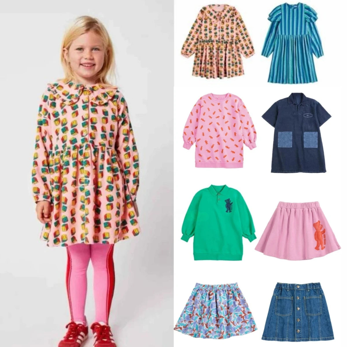 Girl Dress New Winter BC Fashion Kids Clothes Long Sleeve Baby Dresses Cartoon Printed Skirts Baby Outfit Set Children Clothing