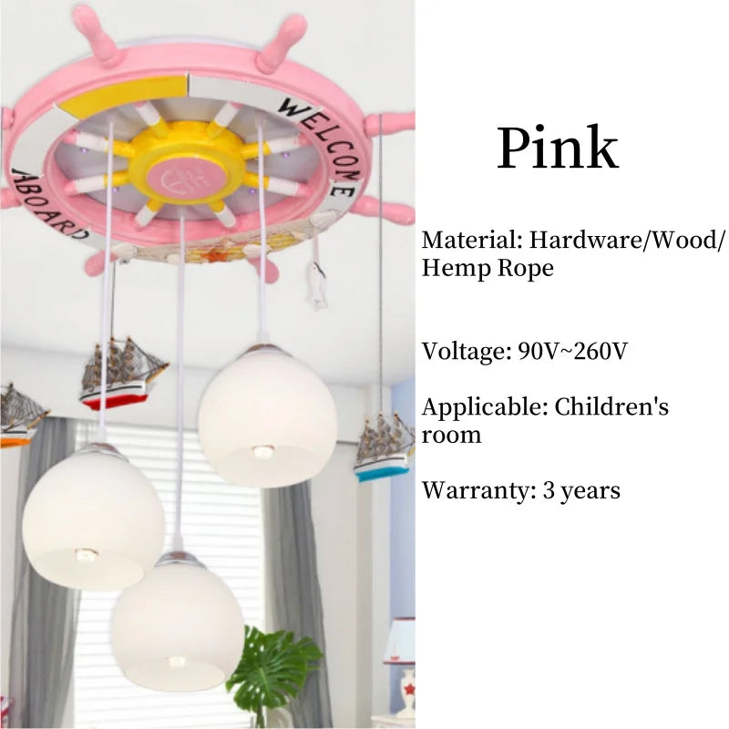 2026 Ceiling Light Lamps Children Room Kids Bedroom Nursery Creative Boat Rudder LED Chandeliers Lights Lighting Home Decoration
