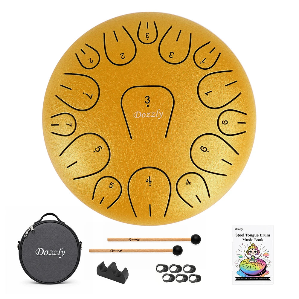 Rain Drum For Outside Garden Steel Tongue Drum 8 Inch 15 Notes Hand Pan Drum Percussion Musical Instruments for Yoga Camping