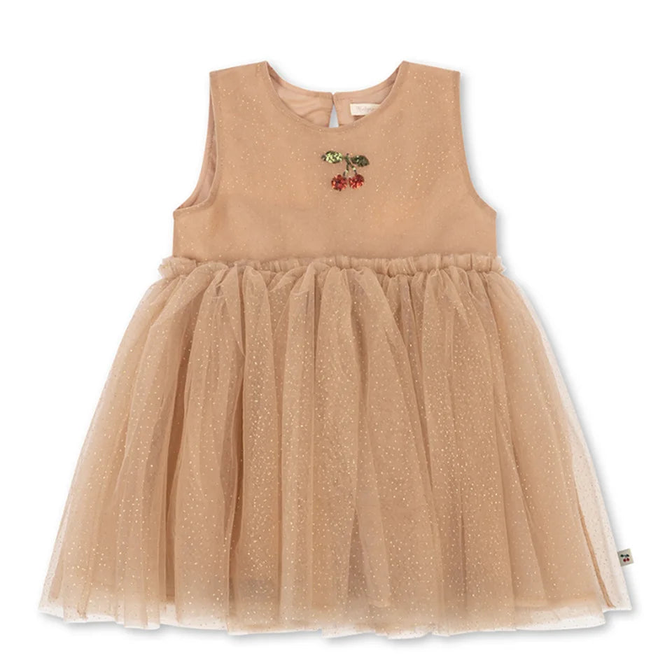 2026 Summer KS Baby Girls Princess Dresses Kids Clothes Dance Dress Girls Cherry Mesh Sequins Dresses Children's Party Vestidos