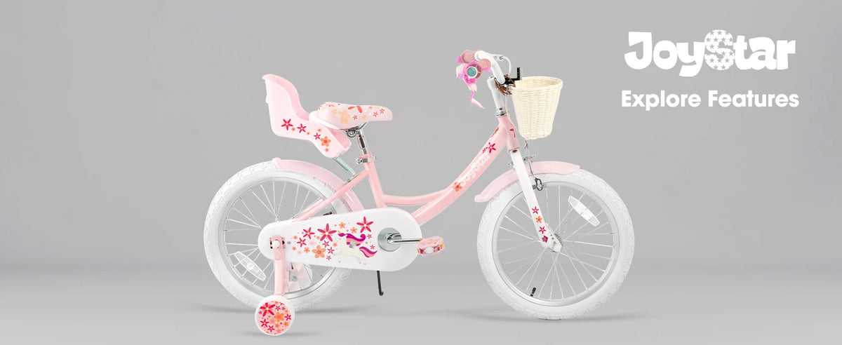 Joystar Unicorn Kids Bike 12-20 Inch Training Wheels Doll Seat Streamers Basket Included for Girls Ages 2-10