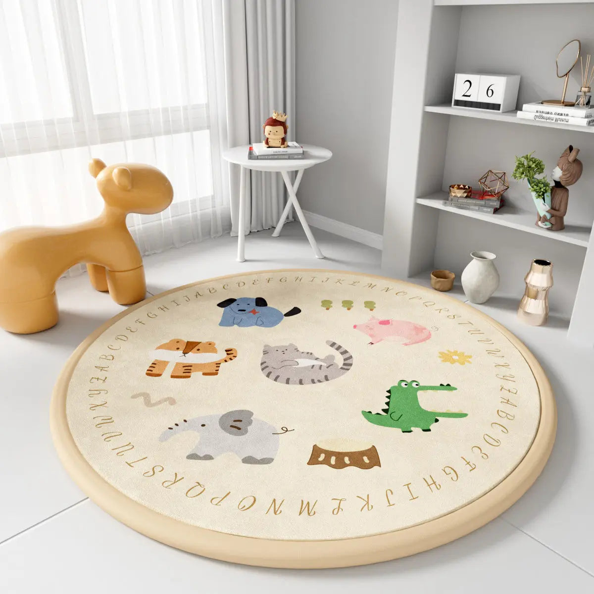 2.5CM Thick Cartoon Round Kids Rug Non-Slip Play Mat Soft Foam Carpet for Children's Bedroom Nursery Playroom Floor Decor