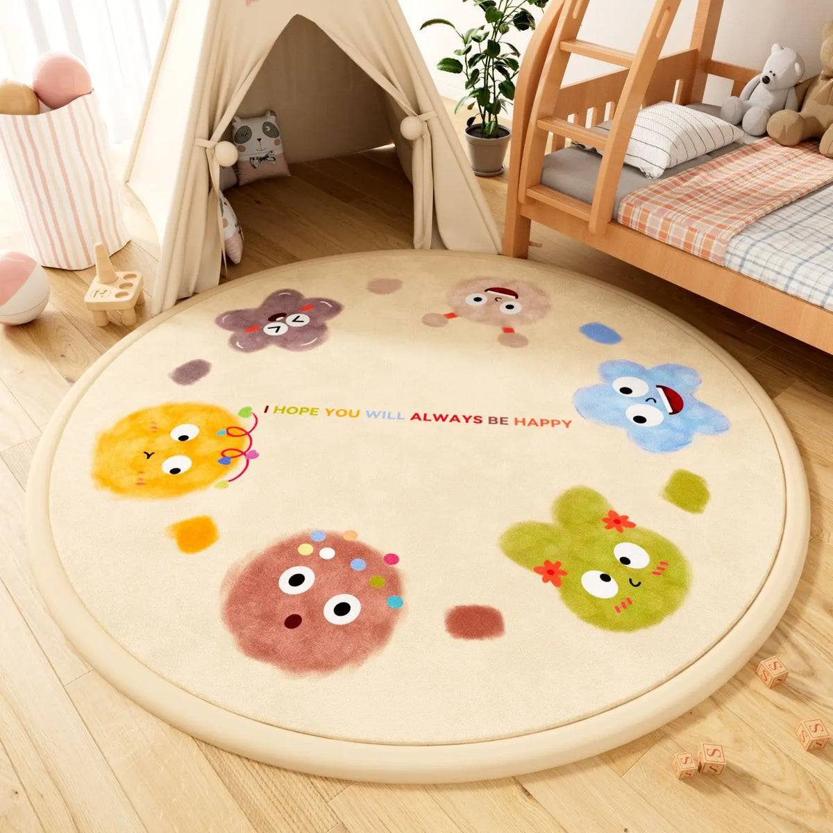 2.5CM Thick Cartoon Round Kids Rug Non-Slip Play Mat Soft Foam Carpet for Children's Bedroom Nursery Playroom Floor Decor