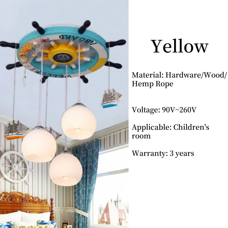 2026 Ceiling Light Lamps Children Room Kids Bedroom Nursery Creative Boat Rudder LED Chandeliers Lights Lighting Home Decoration