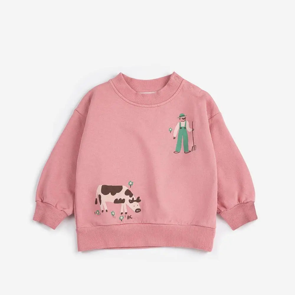 Kids Clothes Girls 2026 New Spring BC Boys Sweatshirts Cute Print Pullover Long Sleeve T Shirts Cartoon Tops Children Outwear