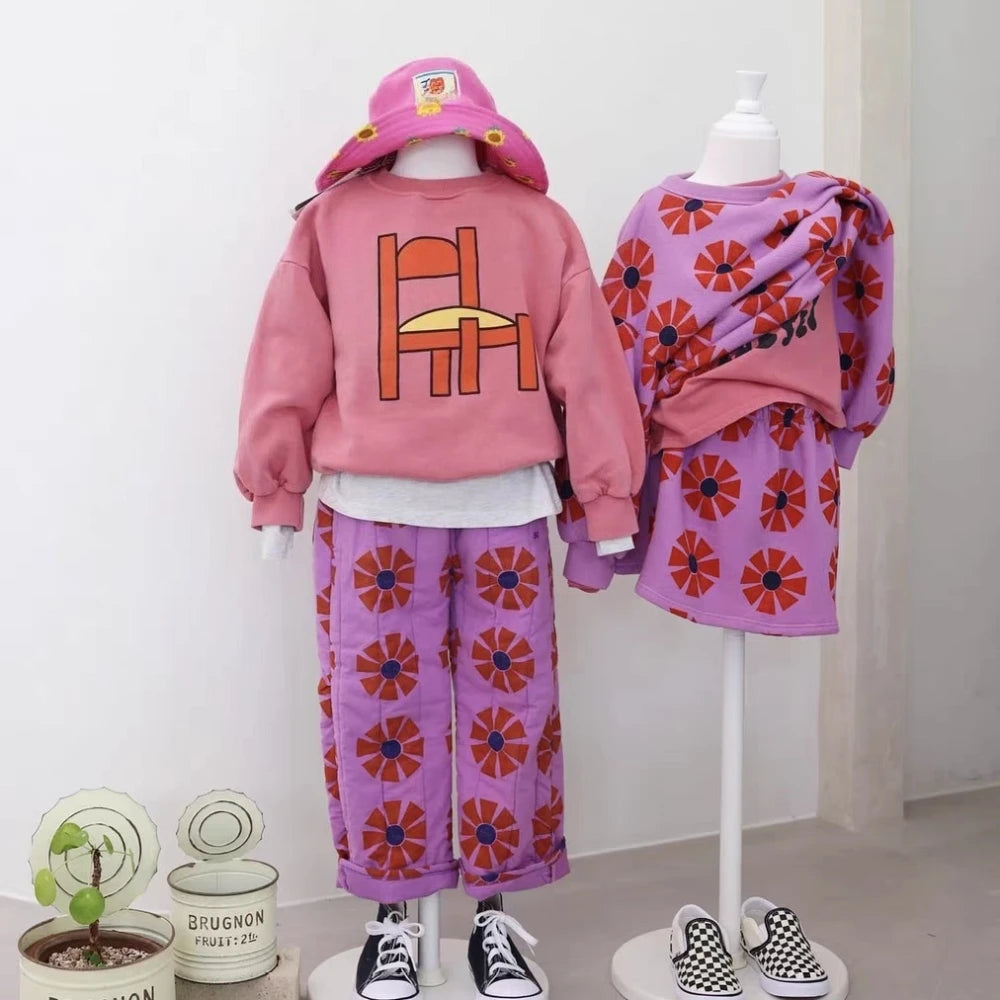 Girl Dress New Winter BC Fashion Kids Clothes Long Sleeve Baby Dresses Cartoon Printed Skirts Baby Outfit Set Children Clothing