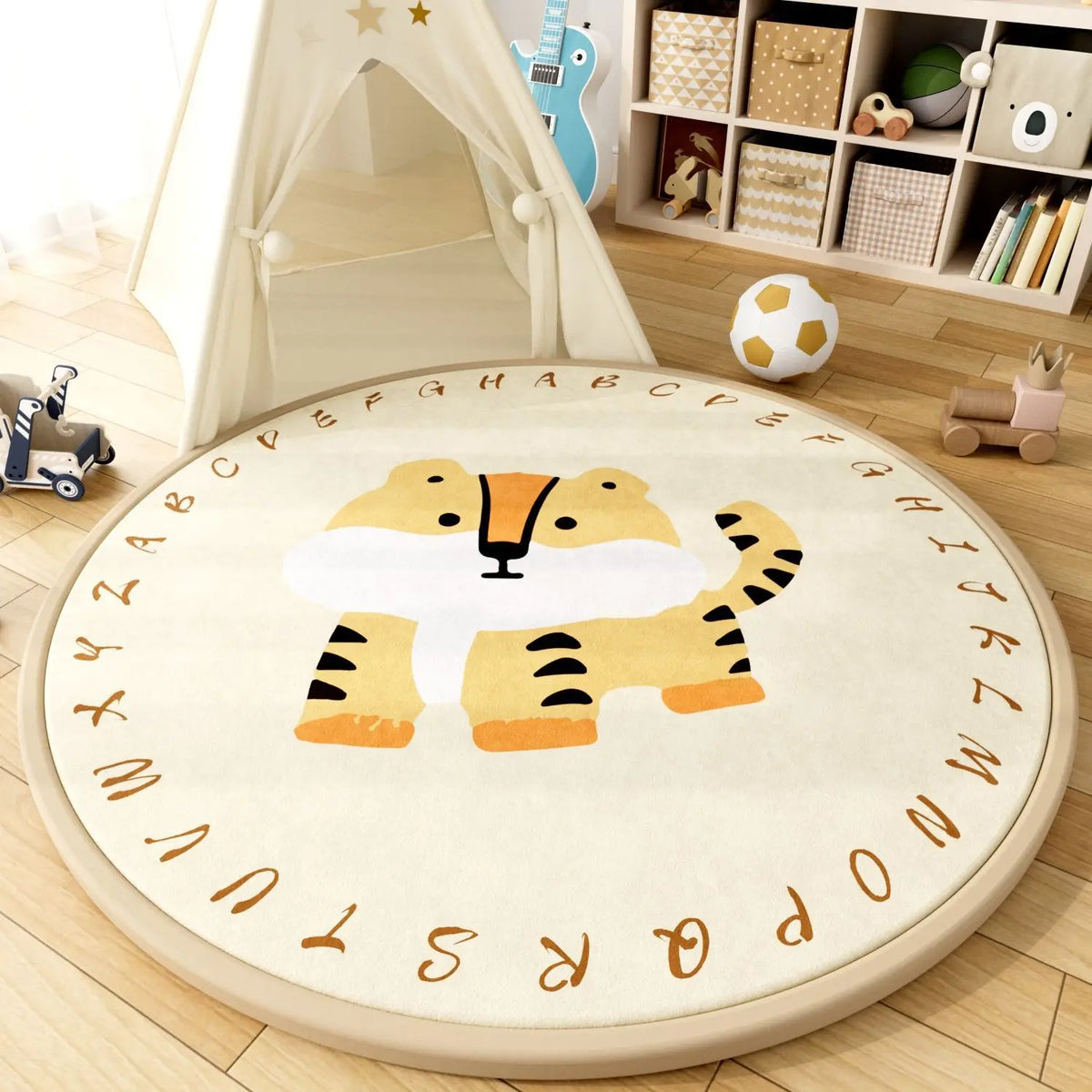 2.5CM Thick Cartoon Round Kids Rug Non-Slip Play Mat Soft Foam Carpet for Children's Bedroom Nursery Playroom Floor Decor