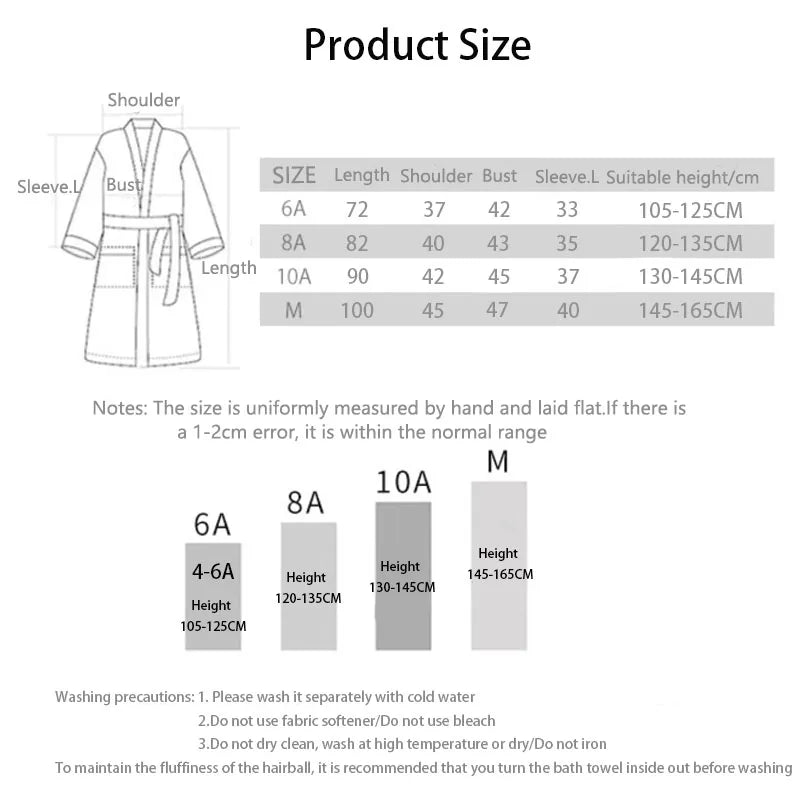 Children's Bathrobe 100% Cotton Double Layer Gauze Robes Cute Long Sleeve Hooded Print Kids Clothes Homewear Sleepwear Boys Girl