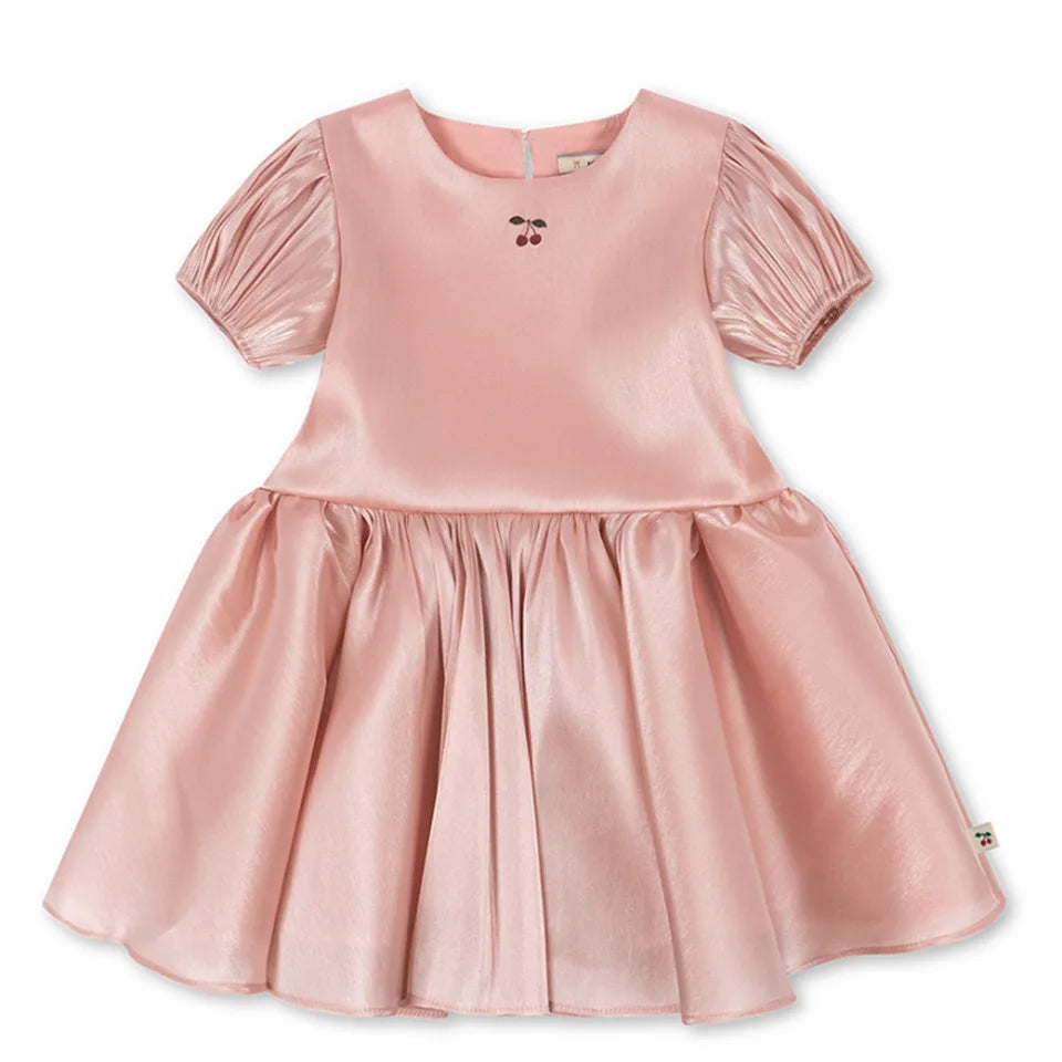 2026 Summer KS Baby Girls Princess Dresses Kids Clothes Dance Dress Girls Cherry Mesh Sequins Dresses Children's Party Vestidos