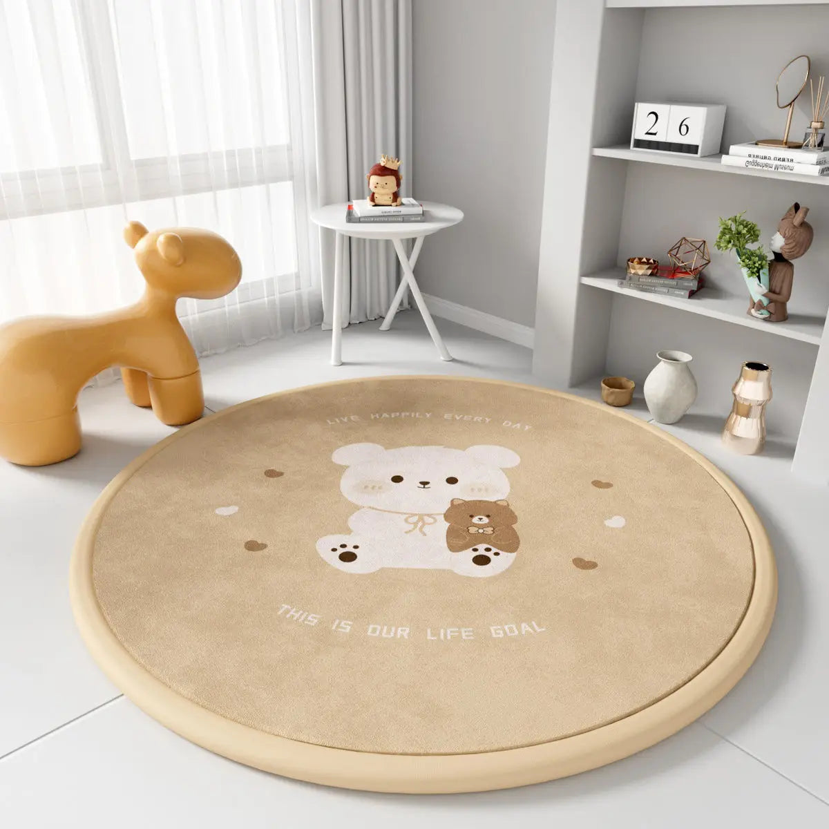 2.5CM Thick Cartoon Round Kids Rug Non-Slip Play Mat Soft Foam Carpet for Children's Bedroom Nursery Playroom Floor Decor