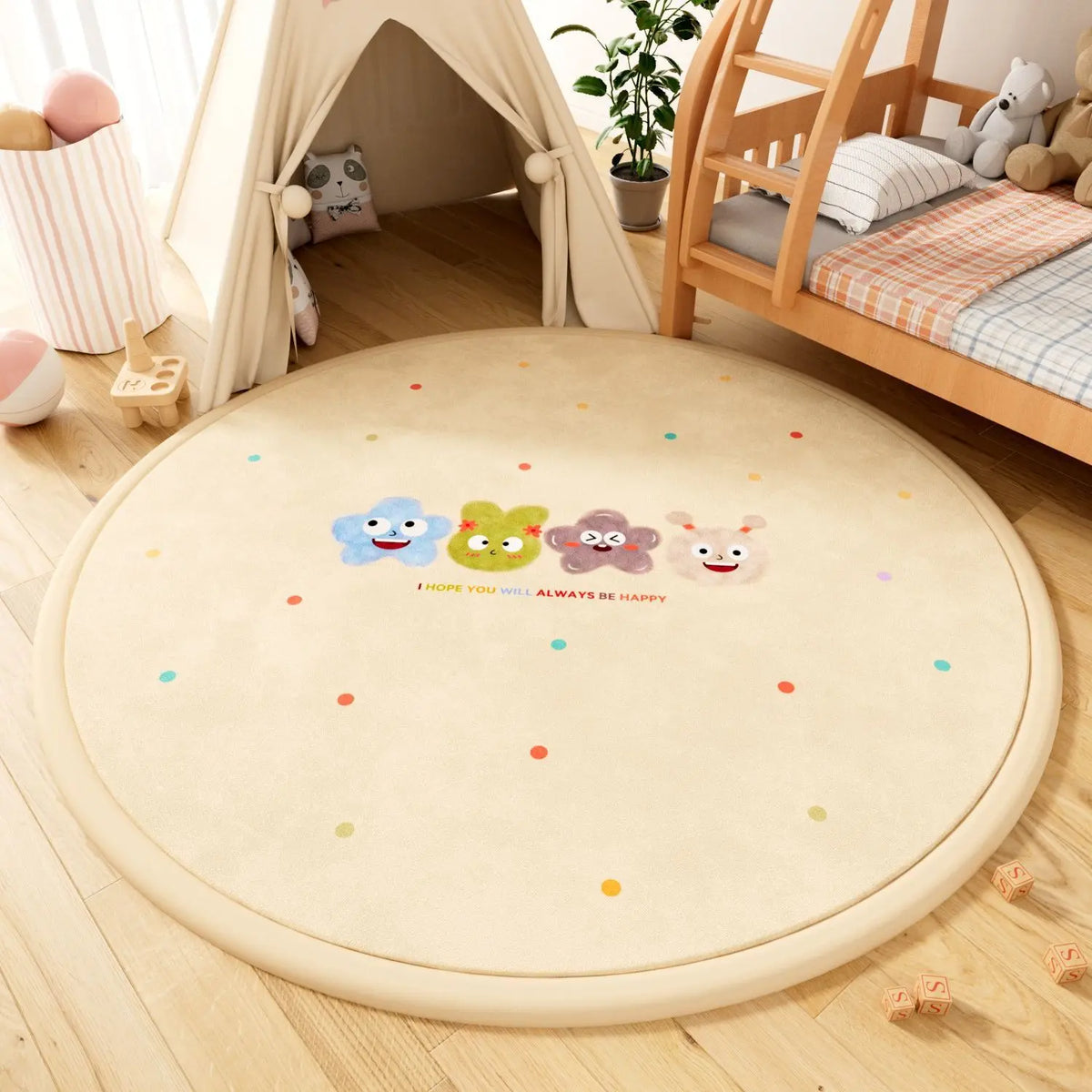 2.5CM Thick Cartoon Round Kids Rug Non-Slip Play Mat Soft Foam Carpet for Children's Bedroom Nursery Playroom Floor Decor