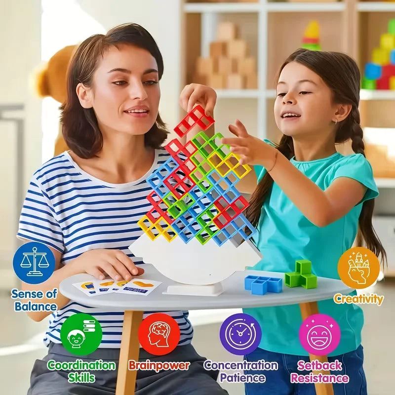 90/72/58/42 Piece Balance Stacking Block Board Game, Stacking Blocks, Children's Toy, Suitable for Kids, Adults, Friends, Teams, Dorms, Family Games and Parties, Christmas/Halloween/Birthday Gift