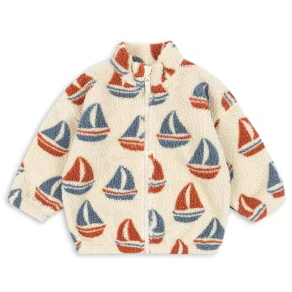 2026 KS Winter Baby Boys Lambswool Cherry Jackets Autumn Kids Clothes Girls Cartoon Outerwear Warm Jackets Children's Coats 1-9Y