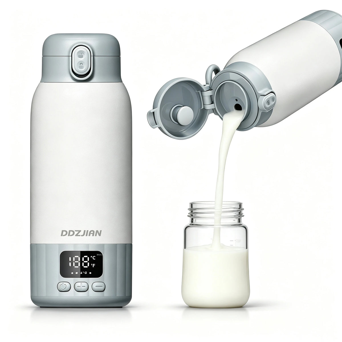 500ml Electric Heating Thermos Cup LED Display Temperature Control Portable Water Kettle Baby Milk Warmer For Home Trave
