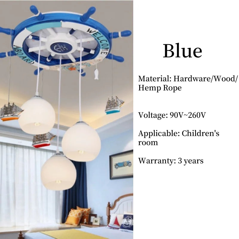 2026 Ceiling Light Lamps Children Room Kids Bedroom Nursery Creative Boat Rudder LED Chandeliers Lights Lighting Home Decoration