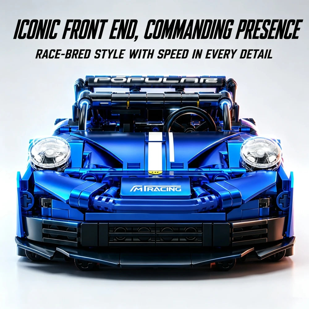 KAVOWORLD Blue High Detail Sports Super Car Building Blocks 1:18 Scale Race Car Model Kit Metallic Plated Collectible Supercar STEM Hobby Assembly Toy for Teens Ideal Halloween Thanksgiving Christmas New Year Birthday Gift Ho