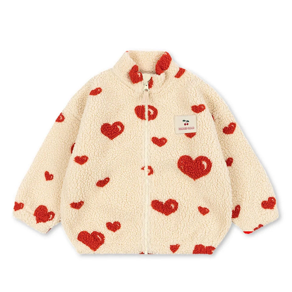 2026 KS Winter Baby Boys Lambswool Cherry Jackets Autumn Kids Clothes Girls Cartoon Outerwear Warm Jackets Children's Coats 1-9Y