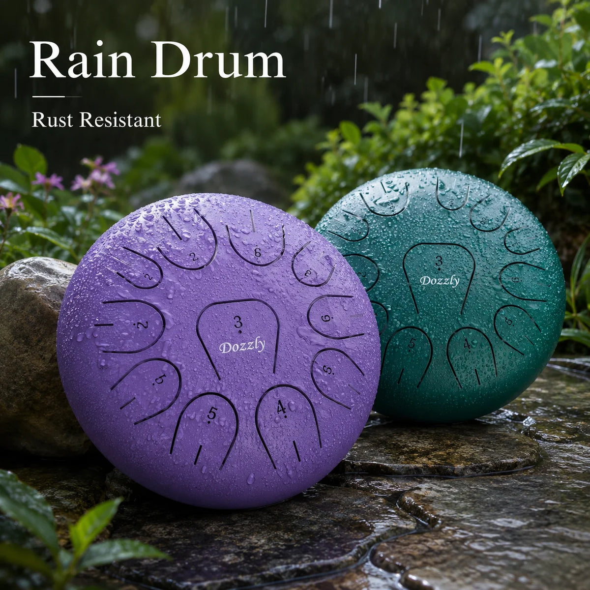 Rain Drum For Outside Garden Steel Tongue Drum 8 Inch 15 Notes Hand Pan Drum Percussion Musical Instruments for Yoga Camping