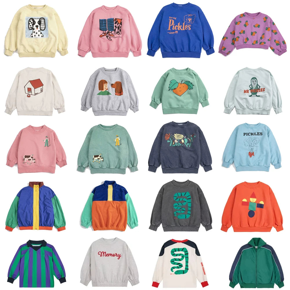 Kids Clothes Girls 2026 New Spring BC Boys Sweatshirts Cute Print Pullover Long Sleeve T Shirts Cartoon Tops Children Outwear