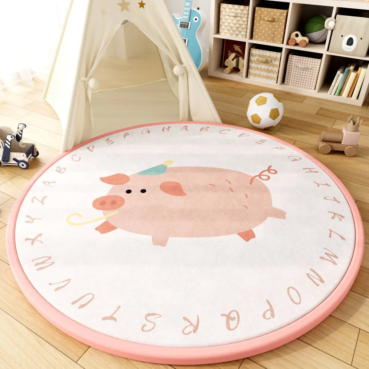 2.5CM Thick Cartoon Round Kids Rug Non-Slip Play Mat Soft Foam Carpet for Children's Bedroom Nursery Playroom Floor Decor