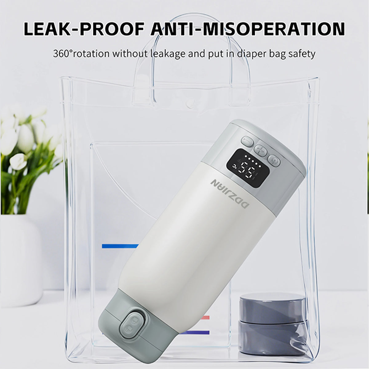 500ml Electric Heating Thermos Cup LED Display Temperature Control Portable Water Kettle Baby Milk Warmer For Home Trave