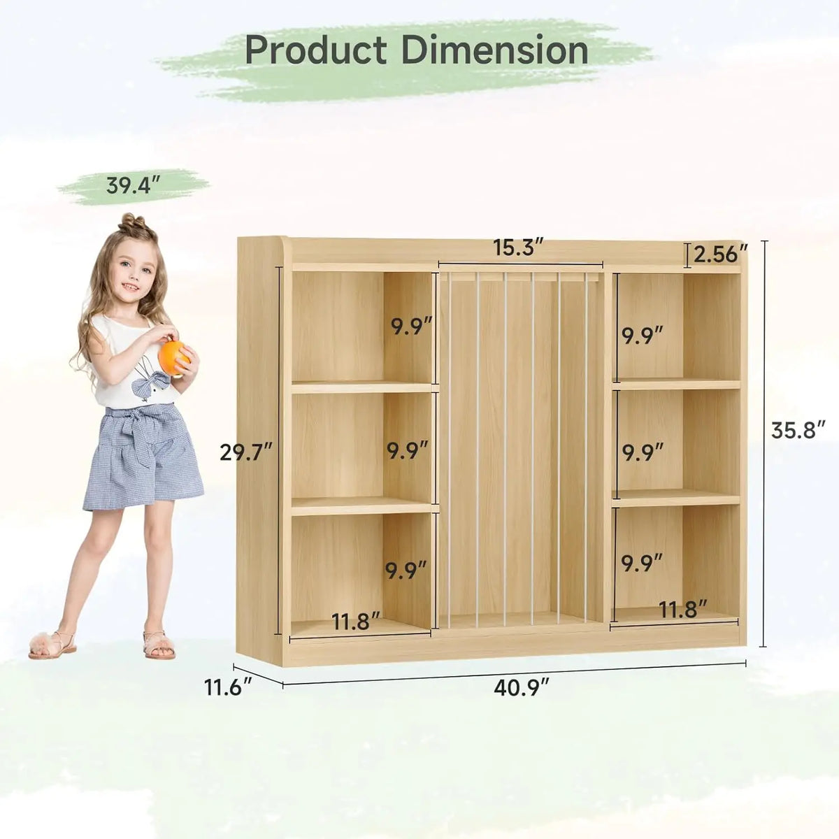 6-Cube Kids Toy Organizer 2-in-1, Stuffed Animal Storage Shelf with Rounded Corners & Anti-Tip, Playroom Bedroom Shelf Unit, Stackable Nursery Storage