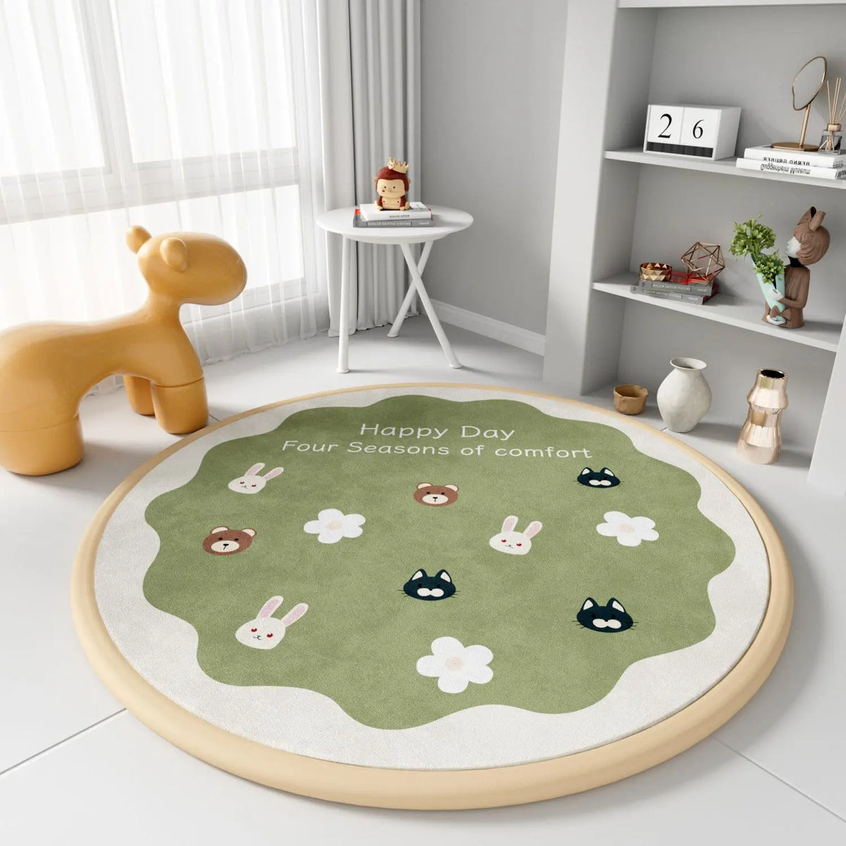 2.5CM Thick Cartoon Round Kids Rug Non-Slip Play Mat Soft Foam Carpet for Children's Bedroom Nursery Playroom Floor Decor