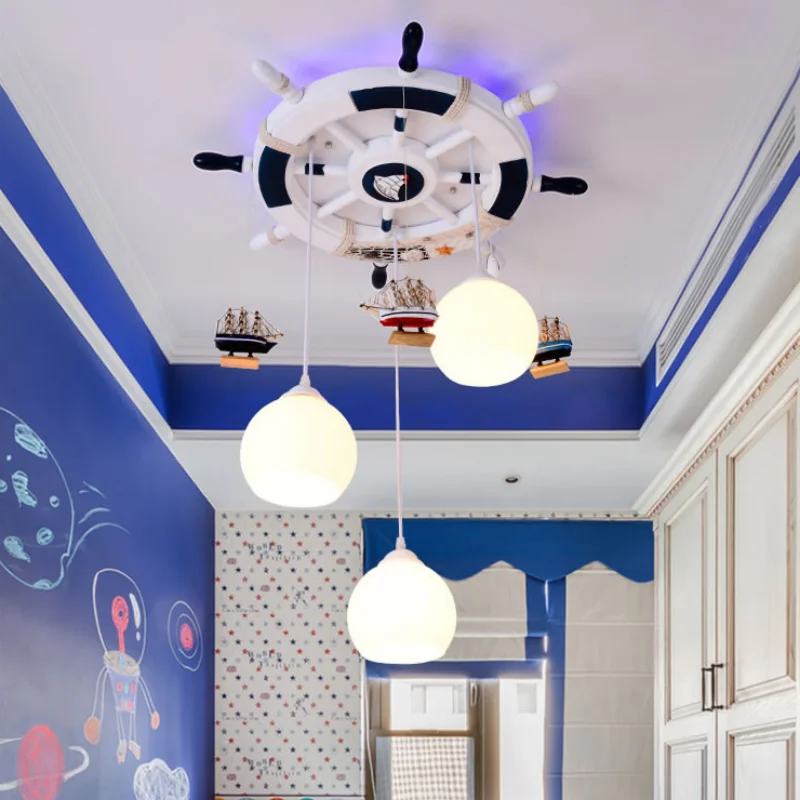 2026 Ceiling Light Lamps Children Room Kids Bedroom Nursery Creative Boat Rudder LED Chandeliers Lights Lighting Home Decoration