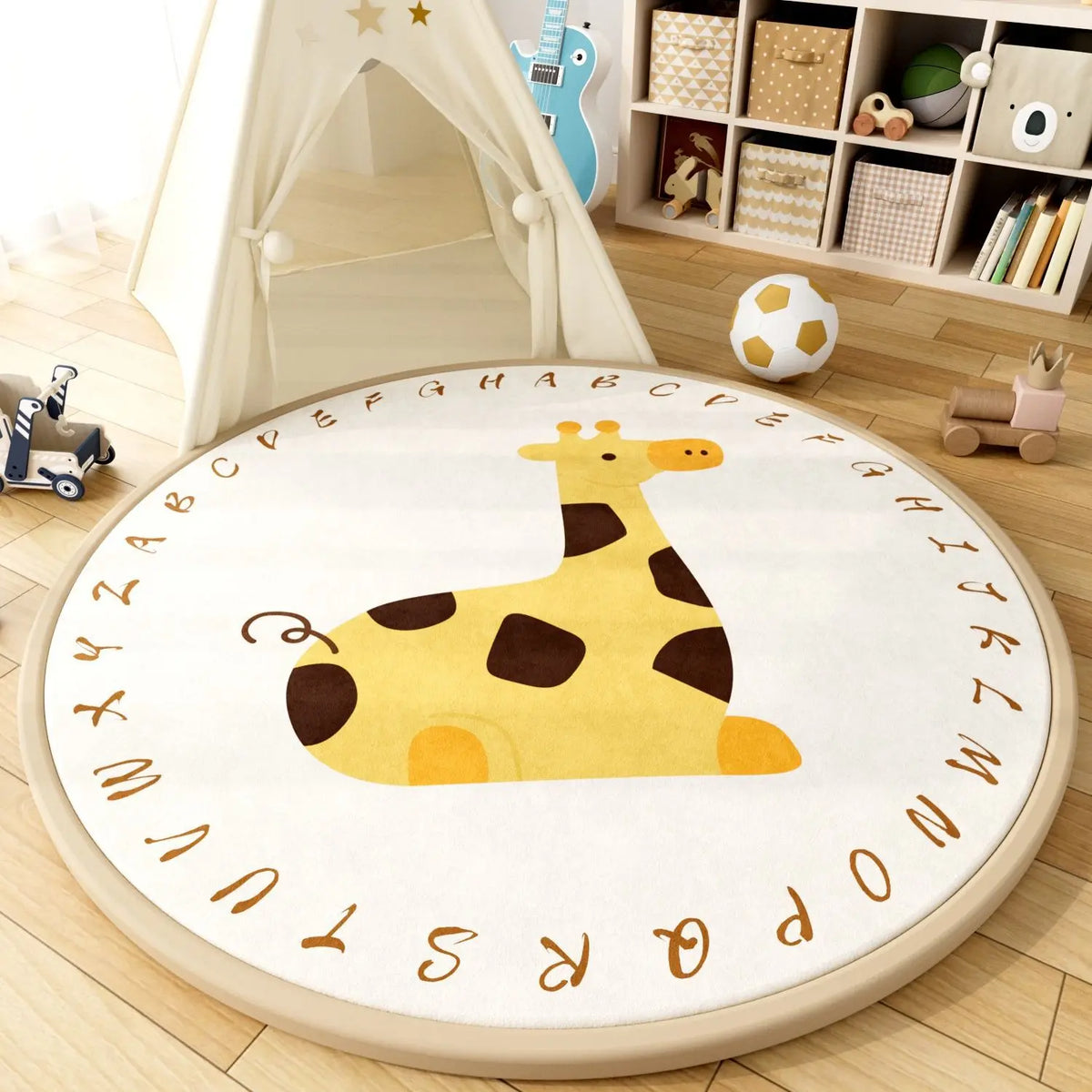 2.5CM Thick Cartoon Round Kids Rug Non-Slip Play Mat Soft Foam Carpet for Children's Bedroom Nursery Playroom Floor Decor