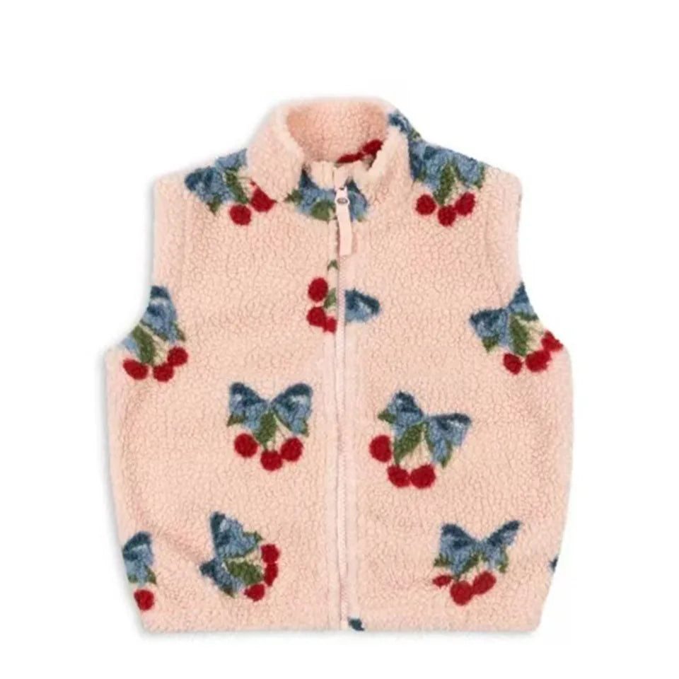 2026 KS Winter Baby Boys Lambswool Cherry Jackets Autumn Kids Clothes Girls Cartoon Outerwear Warm Jackets Children's Coats 1-9Y