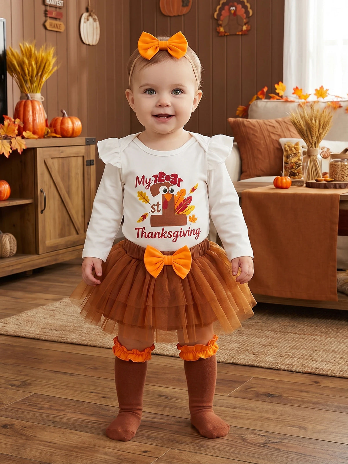 Skirt Headband Stockings Baby Clothes Thanksgiving Clothes Letters Clothes Letters Headband Baby Girl Thanksgiving