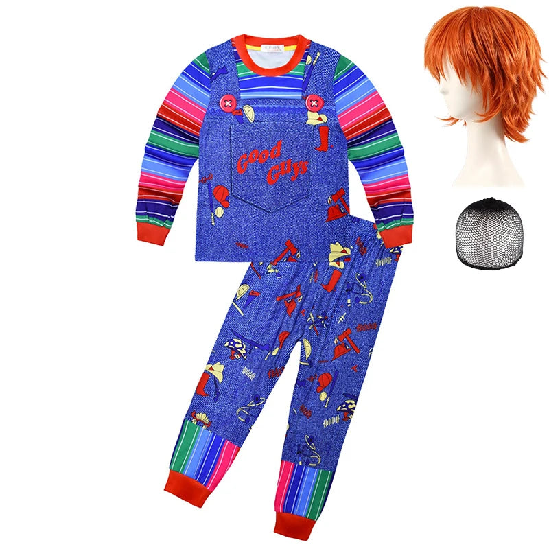 Demon Ghost Doll Children's Clothing Set Halloween Cosplay Chucky Girls Outfits Festival Performance Carnival Party Kids Clothes