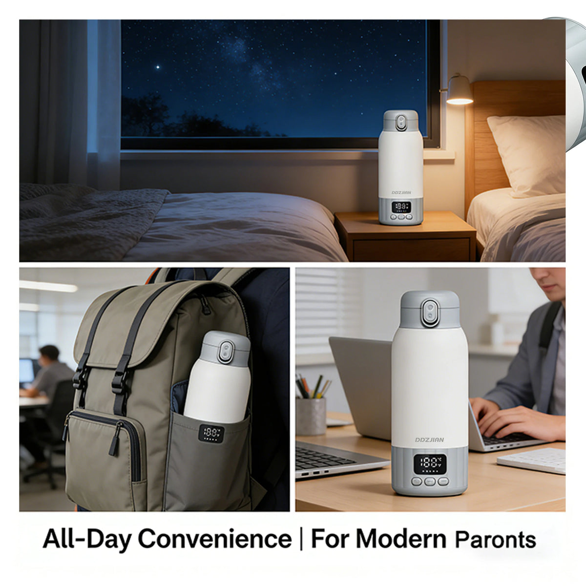 500ml Electric Heating Thermos Cup LED Display Temperature Control Portable Water Kettle Baby Milk Warmer For Home Trave